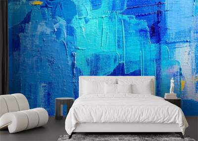 abstract colorful oil painting on canvas. oil paint texture with brush and palette knife strokes. mu Wall mural