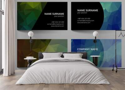 Set of business cards low poly design Wall mural