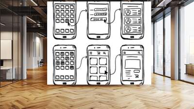 UI mobile app wireframe doodle Wall mural