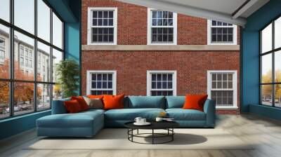 college windows on brick wall Wall mural