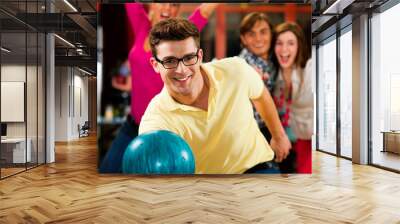 friends bowling having fun Wall mural