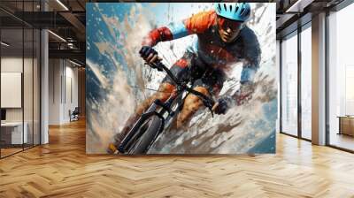 Sports Olympic games background, bike, downhill bike Wall mural