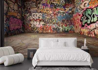 Street art background, graf, grafiti, paint, wal, modern background Wall mural