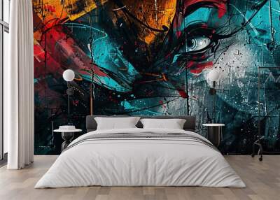 Street art background, graf, grafiti, paint, wal, modern background Wall mural