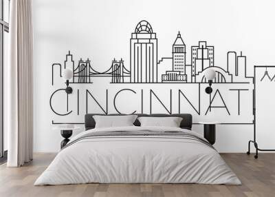 Cincinnati City Minimal Skyline Design Wall mural