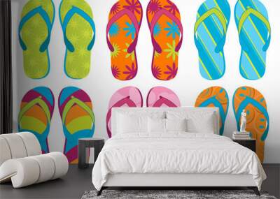 Set of colorful fun Flip flops Wall mural