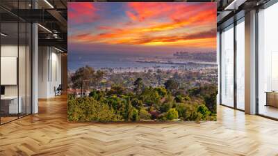 Views of Santa Barbara city from the mountains Wall mural