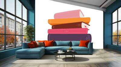 Vector stack of books. Pile of books isolated on white background. Colorful illustration Wall mural