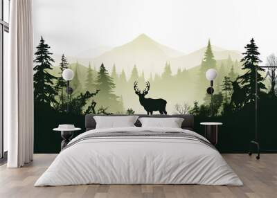 forest silhouette in the shape of a wild animal wildlife and forest conservation concept Wall mural