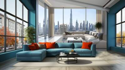 modern apartment in dubai, view of burj khaleefa Wall mural