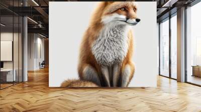 Fox isolated in white background, Generative Ai Wall mural