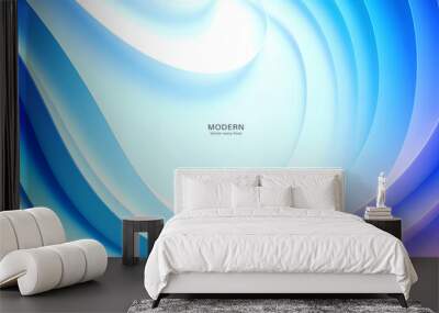 Abstract Blue on White Background. colorful wavy design wallpaper. creative graphic 2 d illustration. trendy fluid cover with dynamic shapes flow. Wall mural