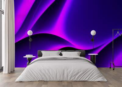 Abstract Dark Purple Background. colorful wavy design wallpaper. creative graphic 2 d illustration. trendy fluid cover with dynamic shapes flow. Wall mural