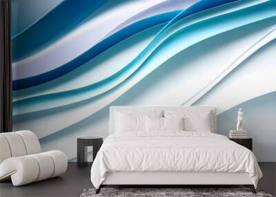 Abstract Silver Blue Background. colorful wavy design wallpaper. creative graphic 2 d illustration. trendy fluid cover with dynamic shapes flow. Wall mural