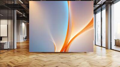 Abstract Silver Orange Background. colorful wavy design wallpaper. creative graphic 2 d illustration. trendy fluid cover with dynamic shapes flow. Wall mural