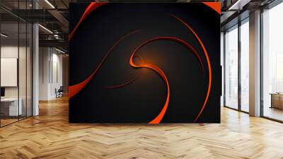 Abstract vector wavy lines flowing smooth curve dark orange gradient color in concept of luxury, technology, modern. Wall mural