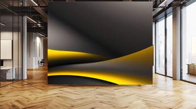 Abstract vector wavy lines flowing smooth curve dark yellow gradient color in concept of luxury, technology, modern. Wall mural