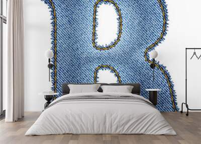 Jeans alphabet. Denim letter R Wall mural