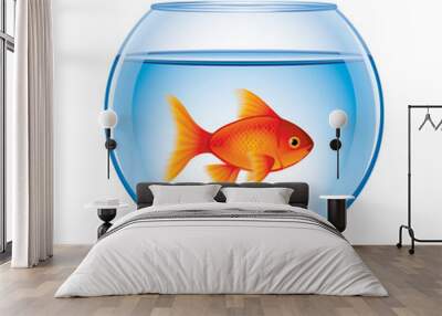 Goldfish in bowl isolated on white vector Wall mural