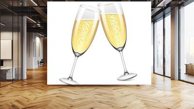 Two champagne glasses vector illustration Wall mural