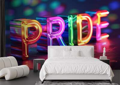 Colorful Neon Pride Lights at Night  Wall mural