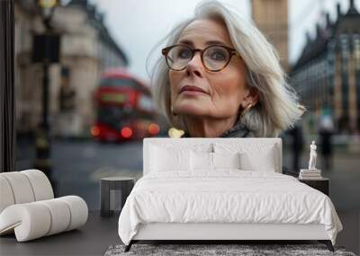 Elderly Woman in London at Dusk  Wall mural