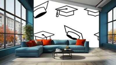 Congratulations graduation. Class of 2023. Graduation cap icons. Academy of Education School of Learning Wall mural