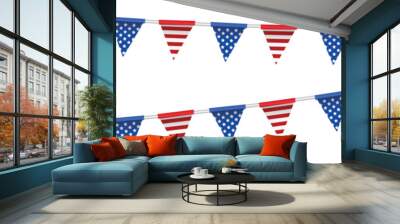 USA Independence Day banner template American flag balloons decor. 4th of July celebration poster template. Vector Wall mural