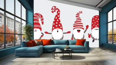 Christmas gnomes vector illustration on gray background Wall mural