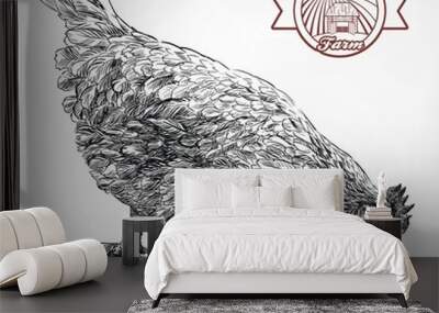 sketch of chicken. poultry breeding. livestock Wall mural