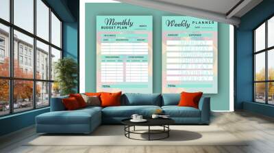 Personal budget planner. Ready to print, SMYK mode Wall mural