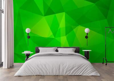 Abstract polygonal geometric background, green and yellowish col Wall mural