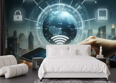  concept technology wifi 7 connect to the internet world with new technology Wall mural