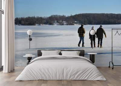 People walking in the frozen lake Wall mural