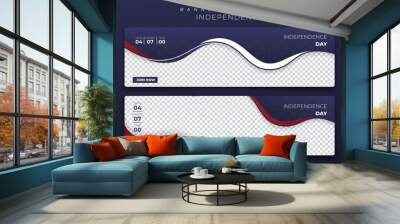 Landscape banner template in red blue and white background for independence day design Wall mural