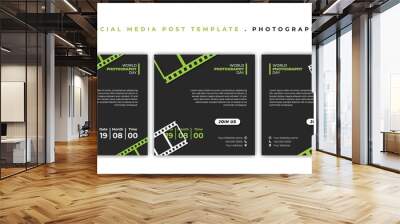 Set of social media template. Social media post template with film roll design Wall mural