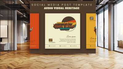 Social media post template with vintage typography design for world day for audio visual heritage Wall mural