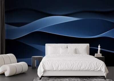 Abstract dark blue wave pattern, futuristic Wall mural