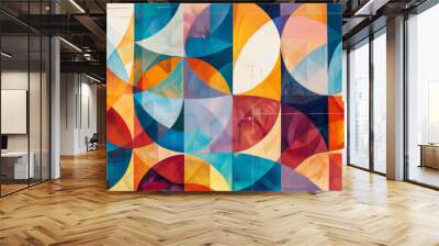 Abstract geometric artwork with vibrant colors and Wall mural