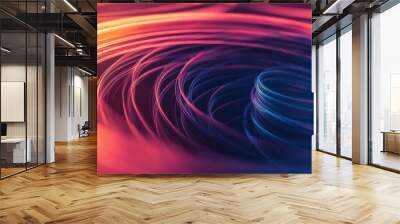 Abstract neon light swirl with blue and Wall mural