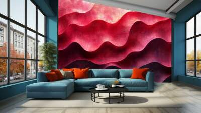 Abstract red and black wave texture, dynamic Wall mural