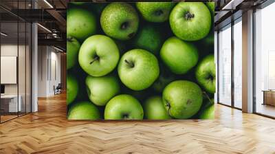 Green apples close-up background, healthy eating Wall mural