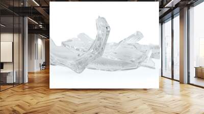 Parts of broken glass jar isolated on white background. Wall mural