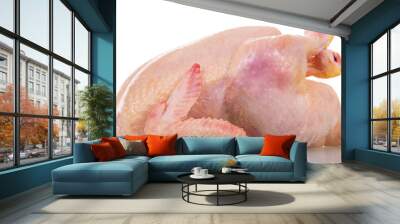 Whole raw chicken carcass close-up isolated on white. Wall mural