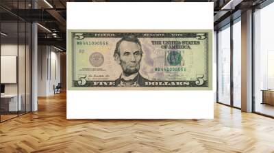 Colorful background with money US dollars of different value. Top view of business concept with finance for banks. American banknotes 5, 10, 50, 100 dollars backdrop Wall mural