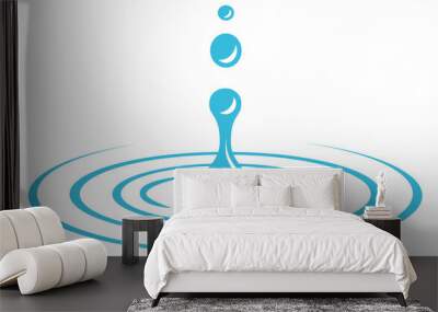 Drop ripple effect icon. Blue water circles Wall mural