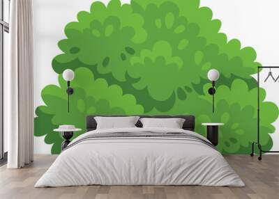 Green bush icon. Cartoon park plant foliage Wall mural