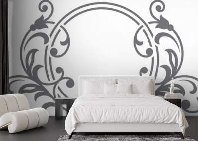 Luxury monogram template. Flourish round decorative label Wall mural