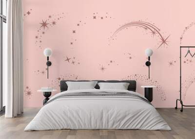 Stars arch, star compositions graphic art. Shiny elements, starry and dots silhouettes. Comets and abstract constellations, retro celestial vector set Wall mural