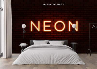 Editable Vector Single Neon Light Text  Effect Wall mural